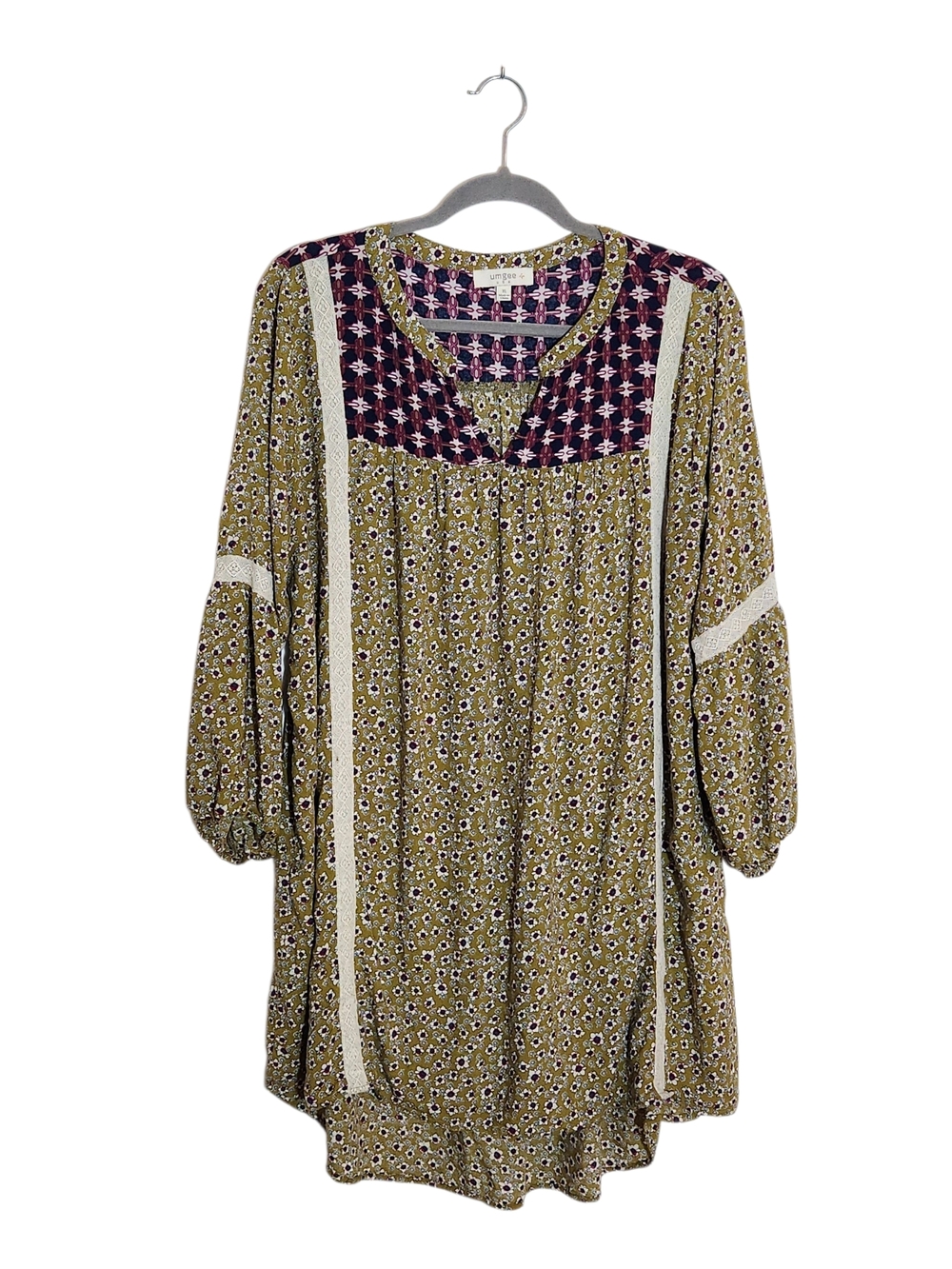 Umgee Olive Green Boho Mini Dress Size XL